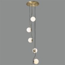 Maui Pendant lamp 8163/5 Opal/Matt Antique Gold, LED E27 5x15W, CL.I, (E27 max. Ø45 mm)