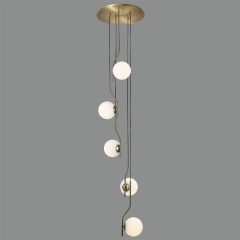   Maui Pendant lamp 8163/5 Opal/Matt Antique Gold, LED E27 5x15W, CL.I, (E27 max. Ø45 mm)