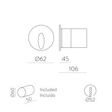 Orion Recessed 2063/6 Textured White, LED 3W 3000K 60lm, CRI80 CL.II IP65