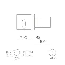 Virgo Recessed 2064 Textured Anthracite, LED 3W 3000K 60lm, CRI80 CL.II IP65