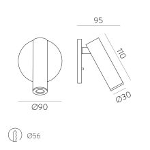 Atria Recessed 16/3925 Bronze, LED 3W 3000K 285lm, CRI90 CL.I, Integrated LED, With switch, Adjustable