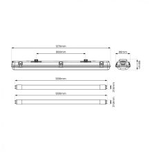Zestaw Oprawa Hermetyczna 2x120cm + Odbłyśnik + 2x18W 4000K