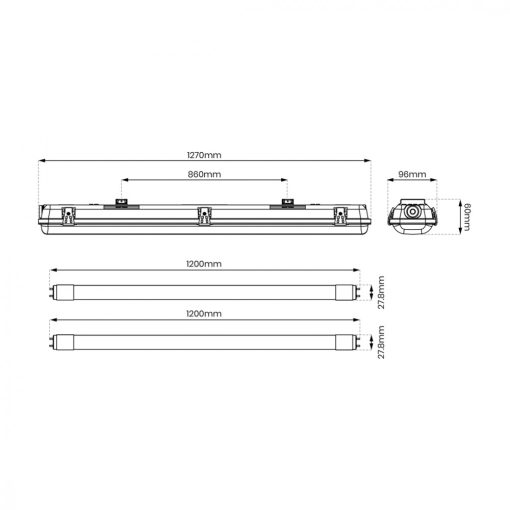 Zestaw Oprawa Hermetyczna 2x120cm + Odbłyśnik + 2x18W 4000K