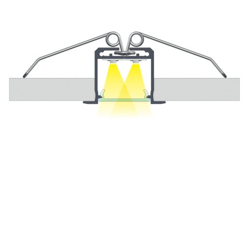 PROFIL ALUMINIOWY SREBRNY TYP K 2m + KLOSZ MLECZNY, SPRĘŻYNA MONTAŻOWA