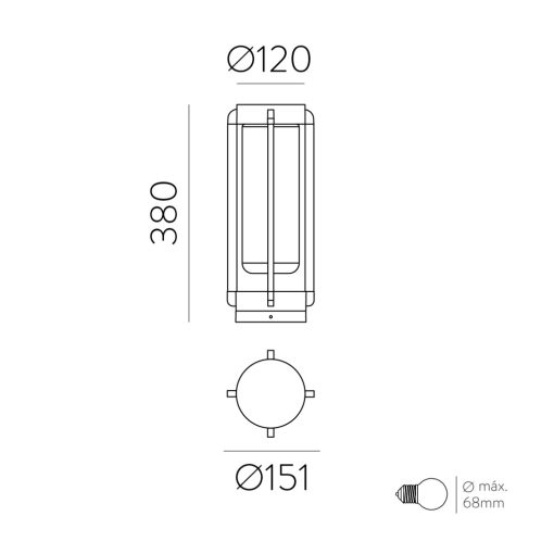 Vega Path Light 2079 Textured Anthracite, LED E27 15W, CL.I IP65