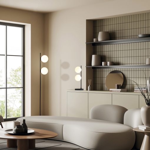 Doris Floor lamp 3820 Opal/Textured Black, LED G9 2x7W, CL.II