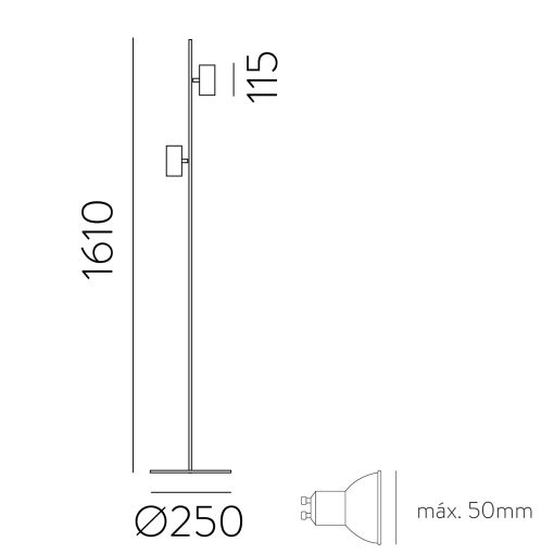 Gina Floor lamp 3874 Textured Black, LED GU10 2x8W, CL.II, MULTI-PACK, Adjustable