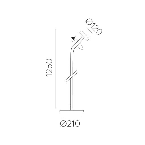 Corvus Floor lamp 3945 Textured Black, LED 7.5W 3000K 675lm, CRI90 CL.II, Integrated LED, Cable swith
