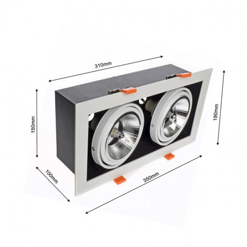 Flush-mounted luminaire Plaza 2xGU10 AR111 Biała