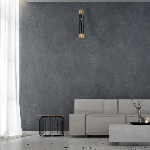 Pendant lamp MARBLE BLACK/GOLD 1xGU10