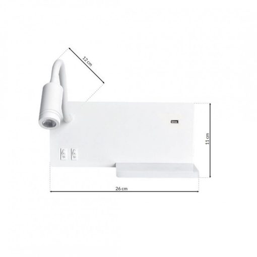 Lampa nocna z półką SHELF WHITE LED 4W+5W+2W