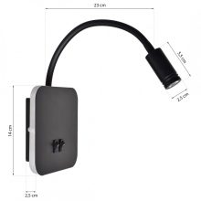 Bedside lamp BASE 8W+2W BLACK