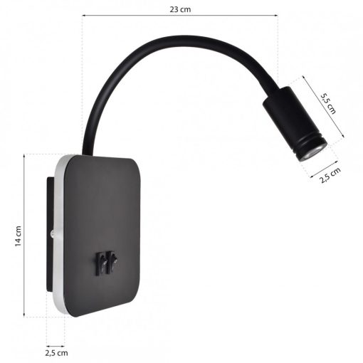 Bedside lamp BASE 8W+2W BLACK