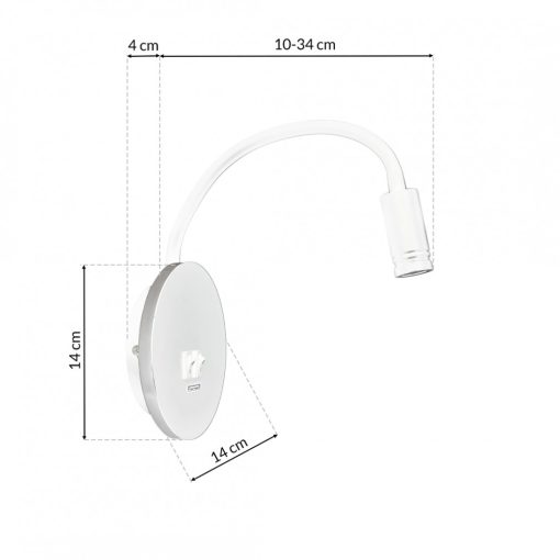 Bedside lamp BASE 8W+2W WHITE