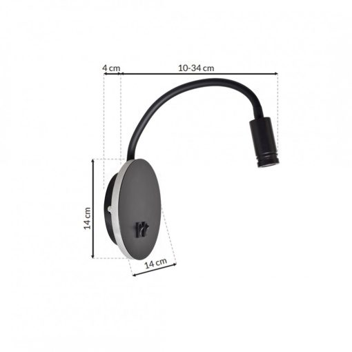 Bedside lamp BASE 8W+2W BLACK