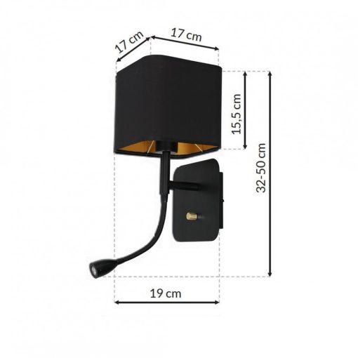 Wall lamp NAPOLI BLACK/GOLD 1xE27 + 1W LED