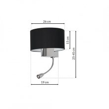 Wall lamp CASINO BLACK/CHROME 1xE27 + 1W LED