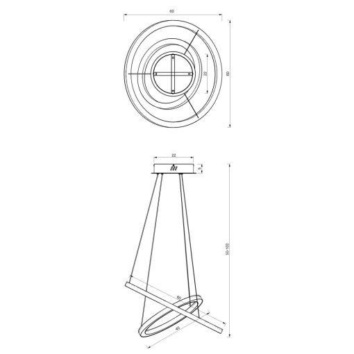 Pendant lamp GALAXIA GOLD 46W LED