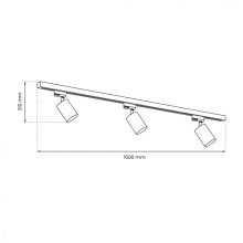 Busbar set  3xPipe GU10 + Runner 1,5m - WHITE