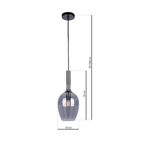 Pendant lamp LUGANO SMOKED 1xE14