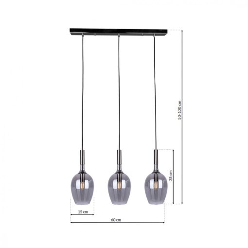 Pendant lamp LUGANO SMOKED 3xE14