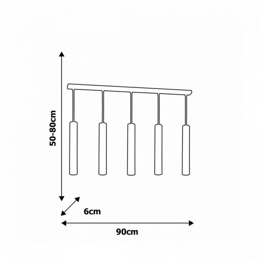 Pendant lamp JOKER BLACK/CHROME 5xGU10
