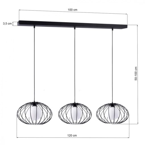 Pendant lamp KRONOS BLACK 3xE14