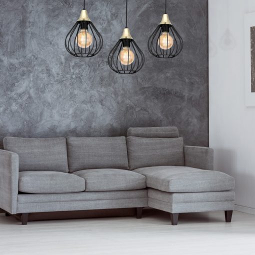 Pendant lamp KANE BLACK 3xE27