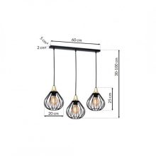 Pendant lamp KANE BLACK 3xE27