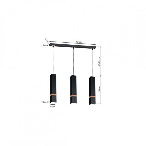 Pendant lamp VIDAR BLACK 3xGU10