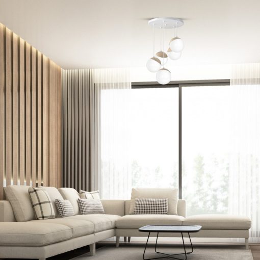 Pendant lamp SFERA WOOD 5xE14