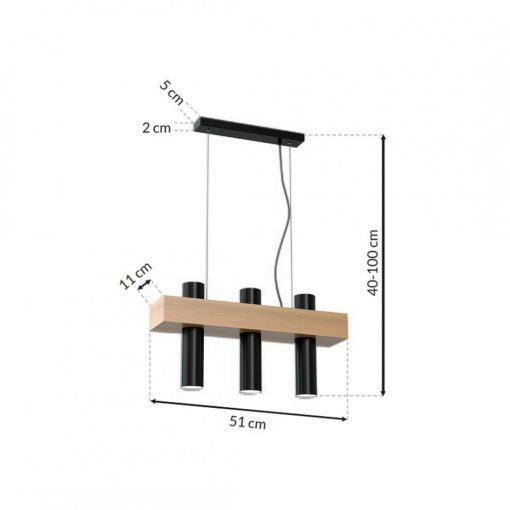 Pendant lamp WEST BLACK 3xGU10