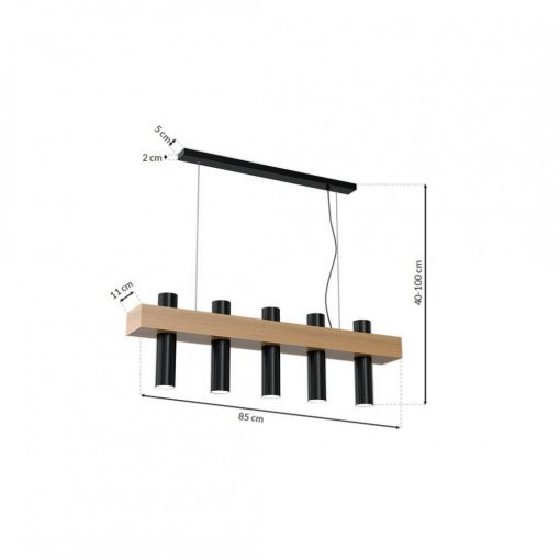 Pendant lamp WEST BLACK 5xGU10