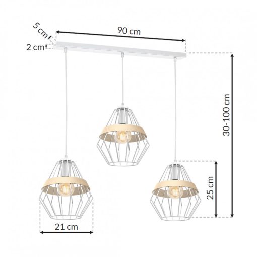Pendant lamp CLIFF WHITE 3xE27