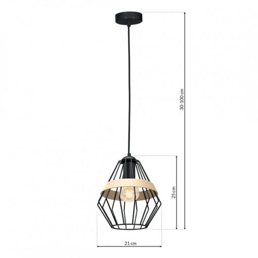 Pendant lamp CLIFF BLACK 1xE27