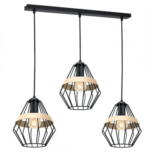 Pendant lamp CLIFF BLACK 3xE27
