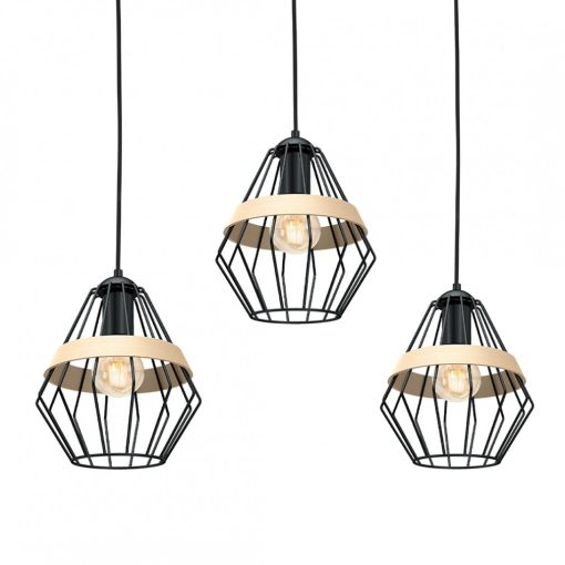 Pendant lamp CLIFF BLACK 3xE27