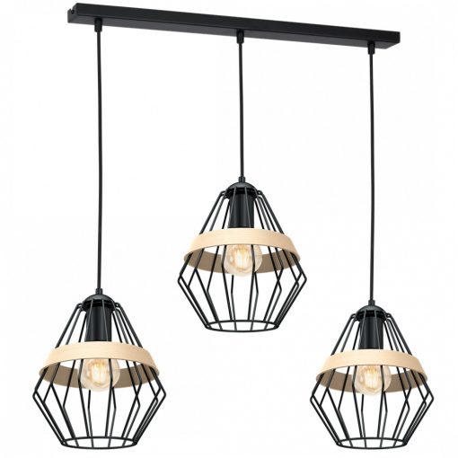 Pendant lamp CLIFF BLACK 3xE27
