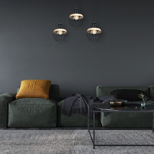 Pendant lamp CLIFF BLACK 3xE27