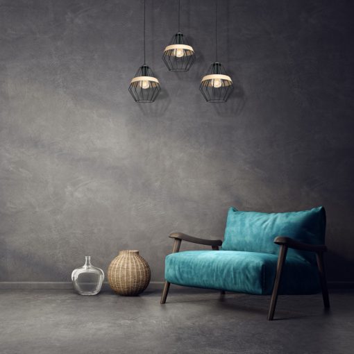 Pendant lamp CLIFF BLACK 3xE27