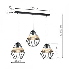 Pendant lamp CLIFF BLACK 3xE27