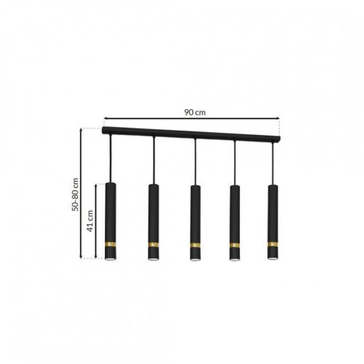 Pendant lamp JOKER BLACK/GOLD 5xGU10