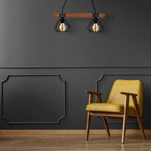Pendant lamp ULF BLACK/WOOD 2xE27
