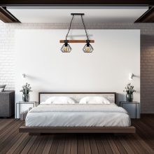 Pendant lamp ULF BLACK/WOOD 2xE27