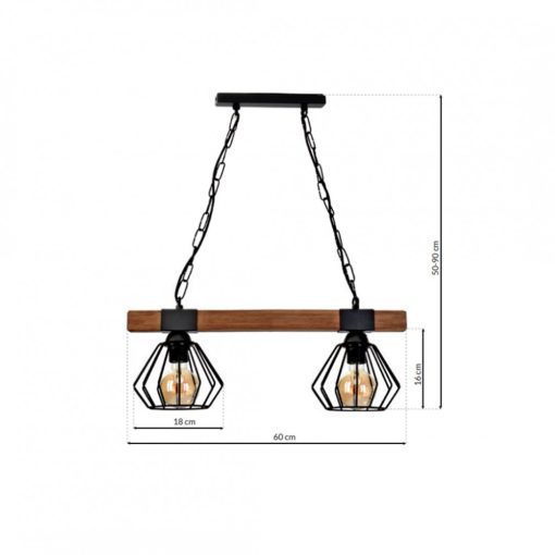 Pendant lamp ULF BLACK/WOOD 2xE27