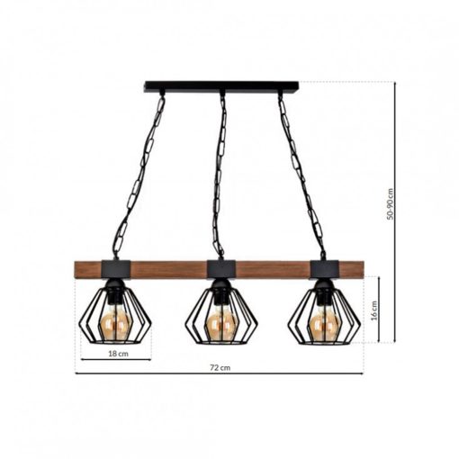 Pendant lamp ULF BLACK/WOOD 3xE27