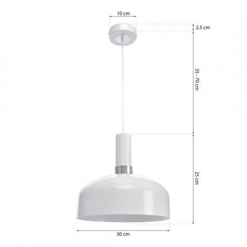 Pendant lamp MALMO WHITE/CHROME 1xE27
