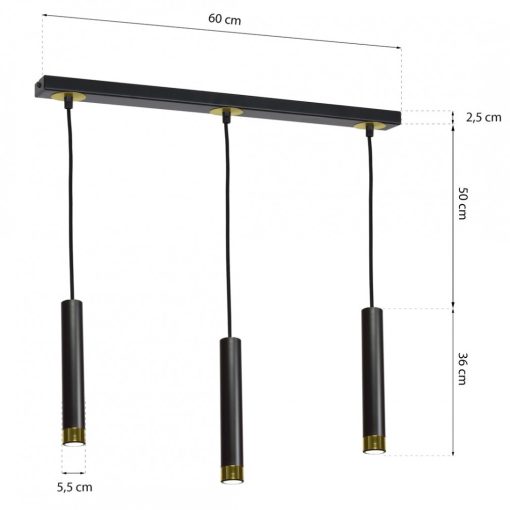 Pendant lamp DANI BLACK/GOLD 3xGU10