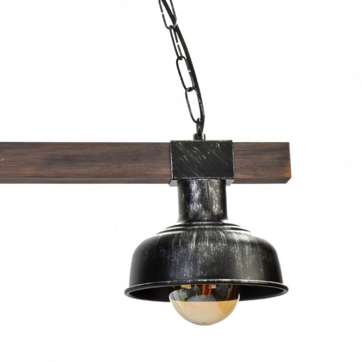 Pendant lamp FARO BLACK/WOOD 2xE27