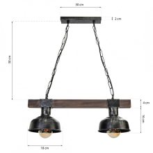 Pendant lamp FARO BLACK/WOOD 2xE27